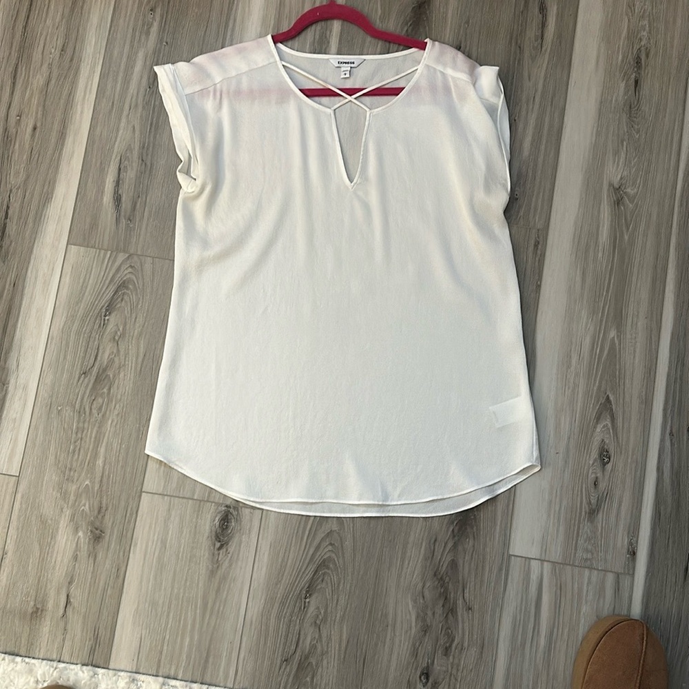 Express White Cap Sleeve Blouse Relaxed Fit